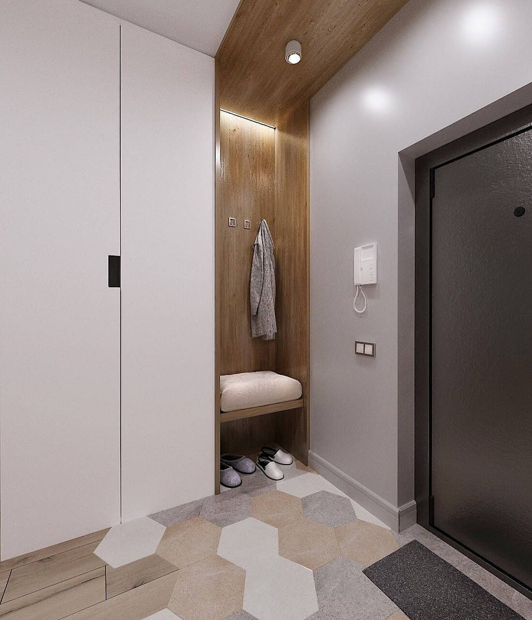 Светлый матовый шкаф в прихожую №347 на заказ